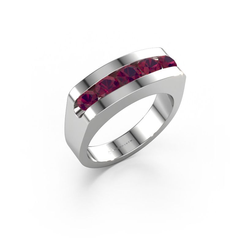 Bague pour homme Richard 585 or blanc rhodolite 4 mm