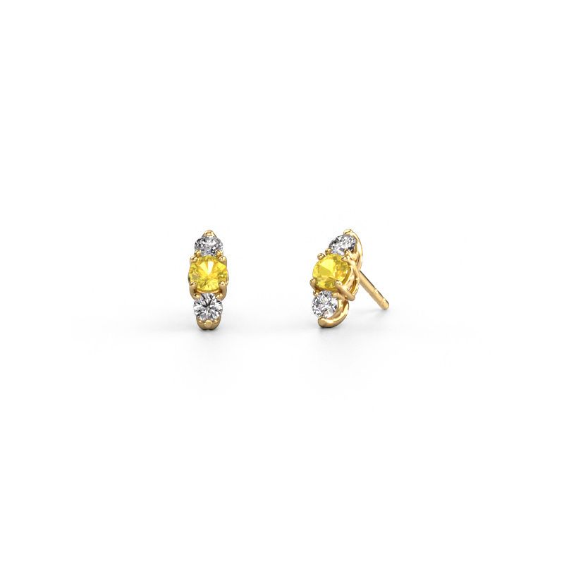 Earrings Amie 585 gold yellow sapphire 4 mm