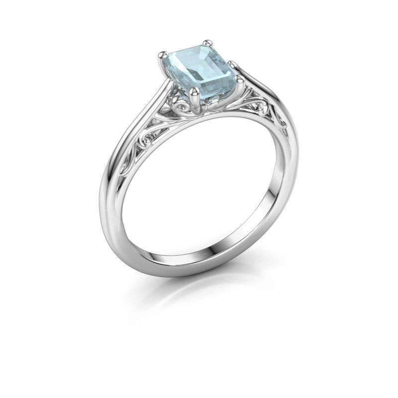 Image of Engagement ring shannon eme<br/>585 white gold<br/>Aquamarine 7x5 mm