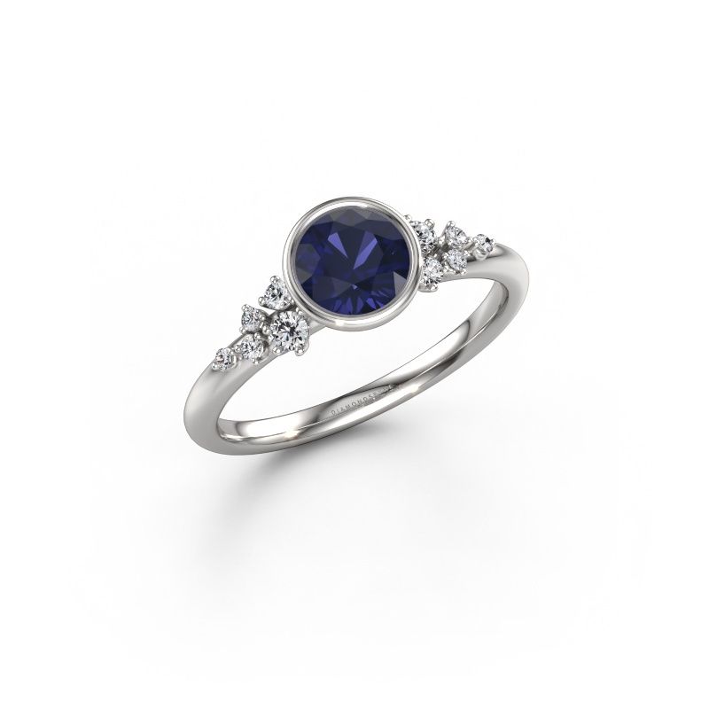 Bague de fiançailles Aliyah RND 585 or blanc saphir 5.7 mm