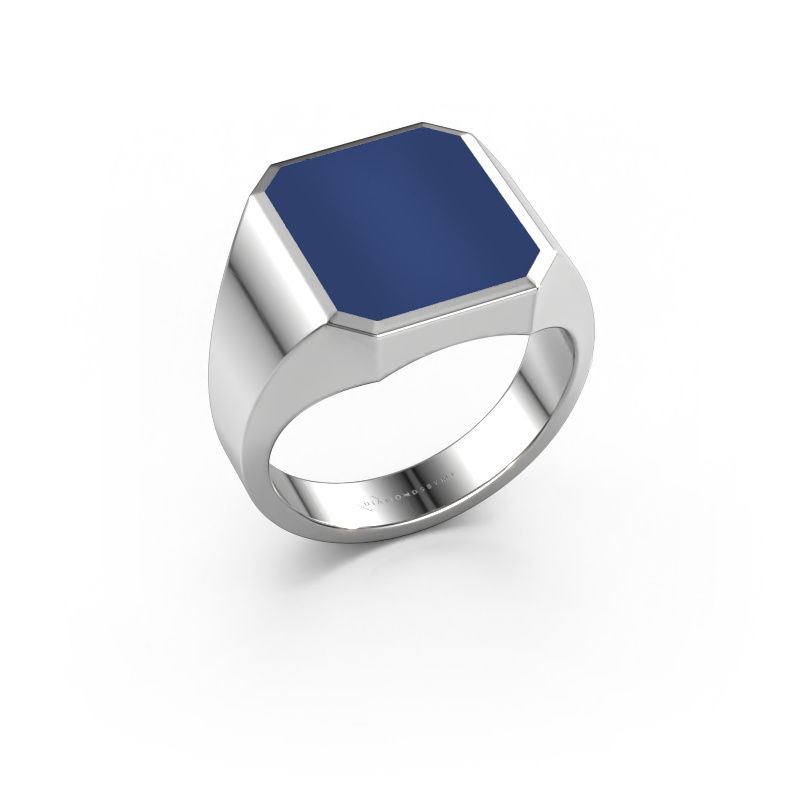Signet ring Lars 3 585 white gold lapis 14x12 mm