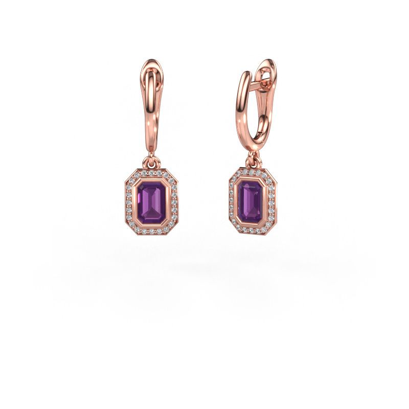 Ohrhänger Noud EME 585 Roségold Amethyst 6x4 mm