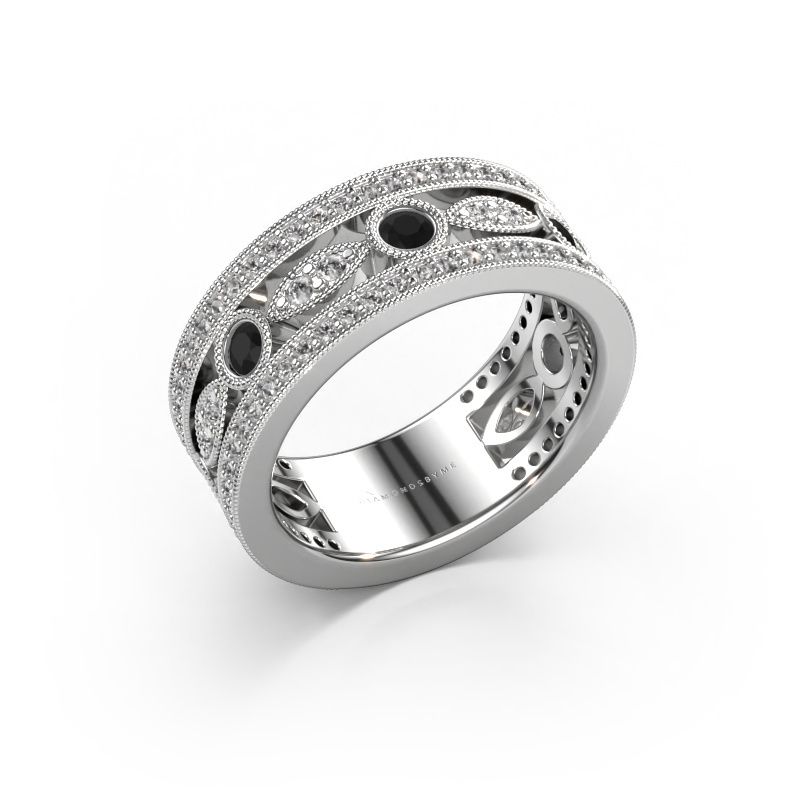 Bague Jessica 585 or blanc diamant noir 0.924 crt