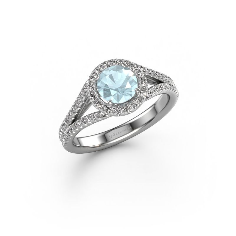 Engagement ring Verla rnd 2 585 white gold aquamarine 6.5 mm