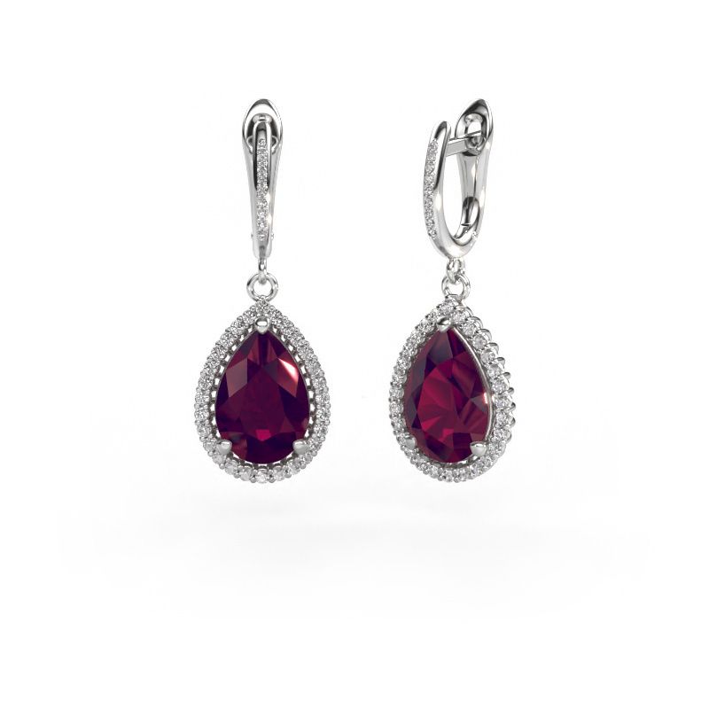 Pendants d'oreilles Tilly per 4 585 or blanc rhodolite 12x8 mm