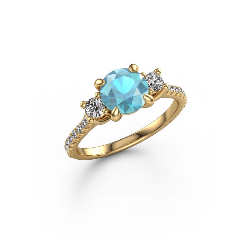 Engagement ring Jesica 585 gold blue topaz 6.8 mm