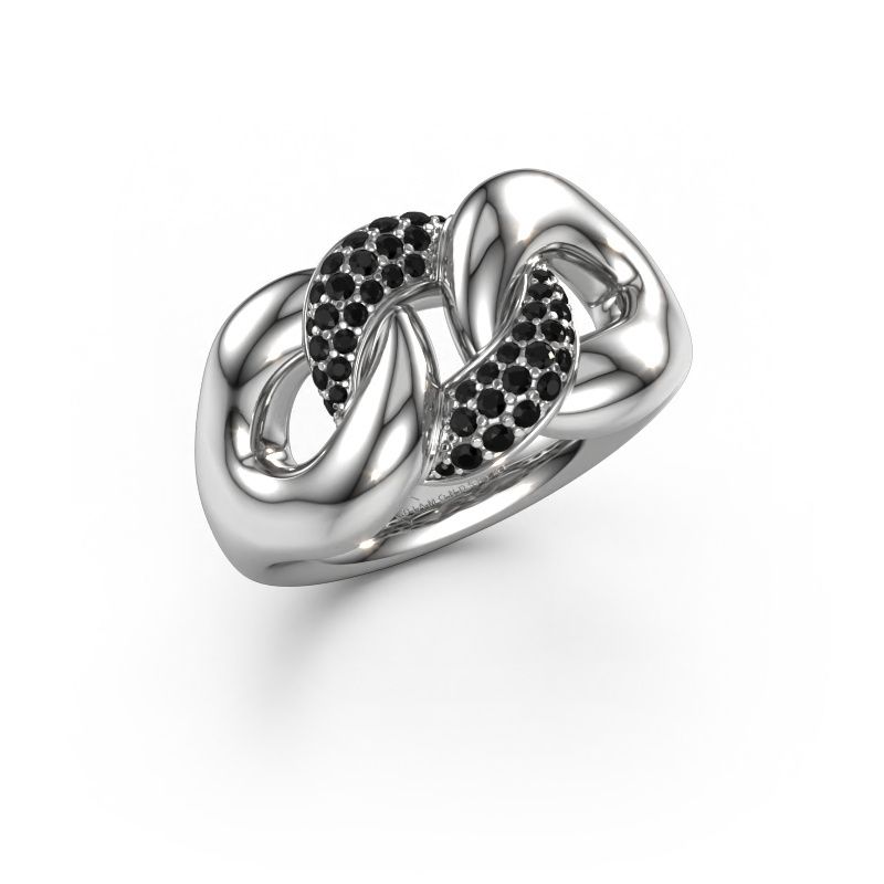 Bague Kylie 2 11mm 950 platine diamant noir 0.322 crt