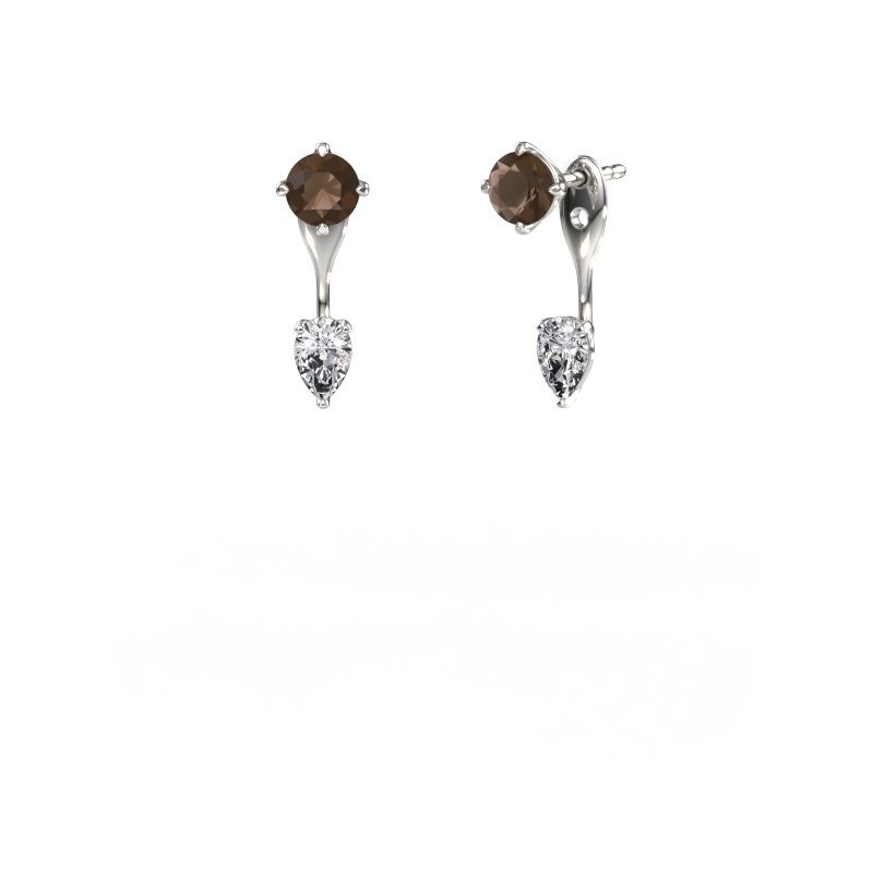 Ohrhänger Kate RND-PER 585 Weißgold Rauchquarz 5 mm