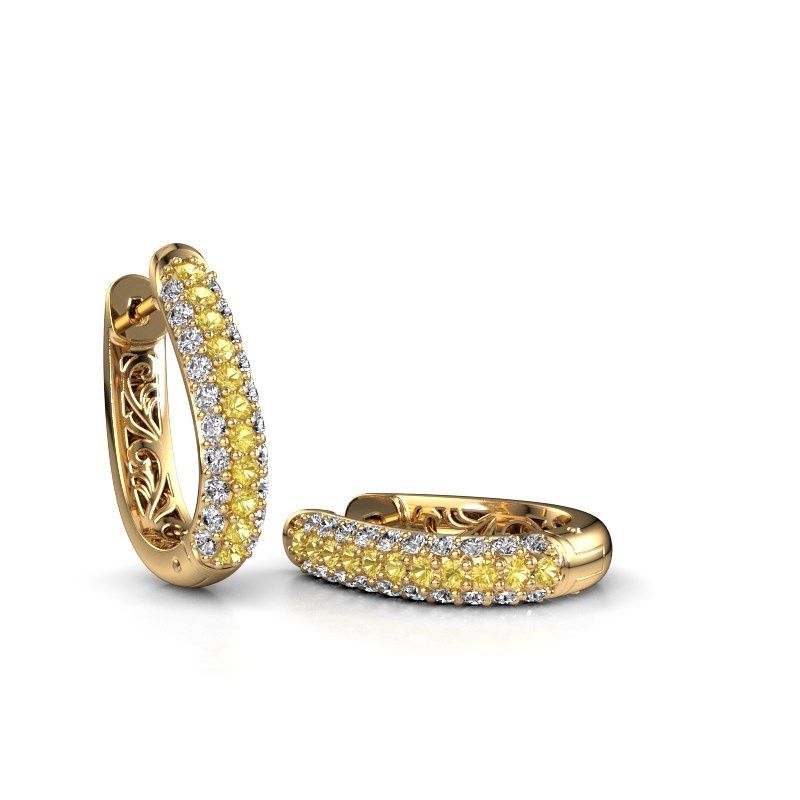 Image of Hoop earrings Danika 10.5 A 585 gold yellow sapphire 1.7 mm