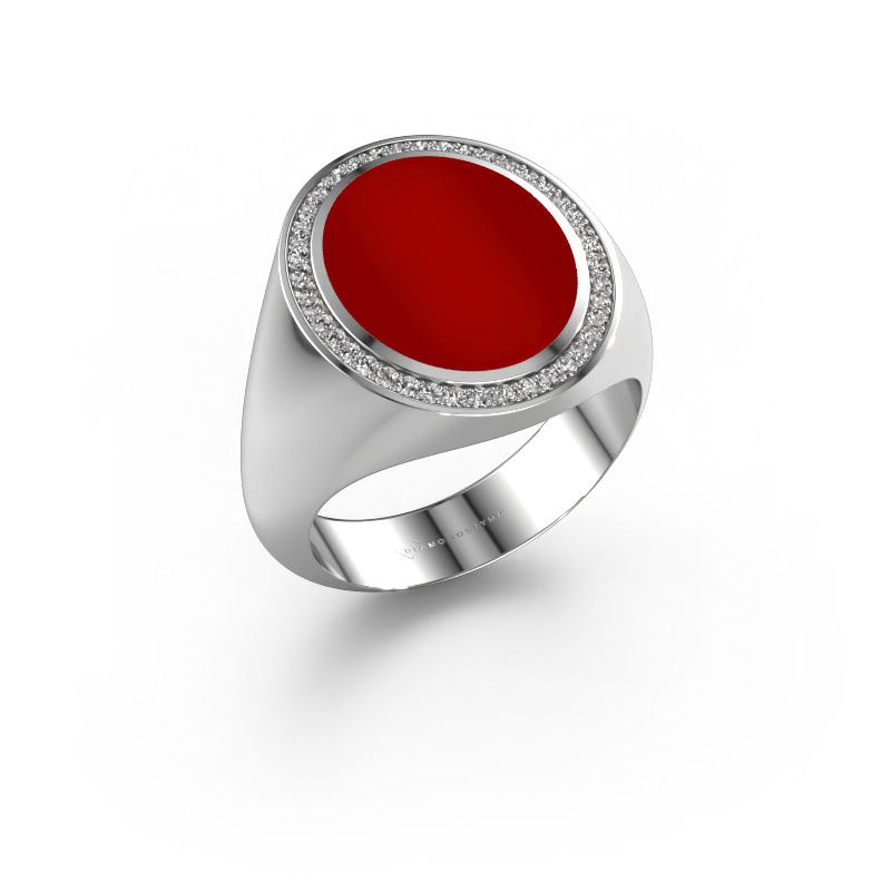 Signet ring Adam 4 585 white gold carnelian 15x12 mm