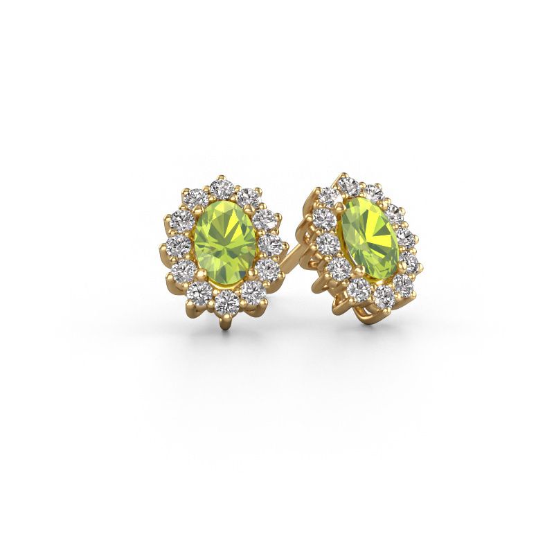 Earrings Margien 585 gold peridot 6x4 mm