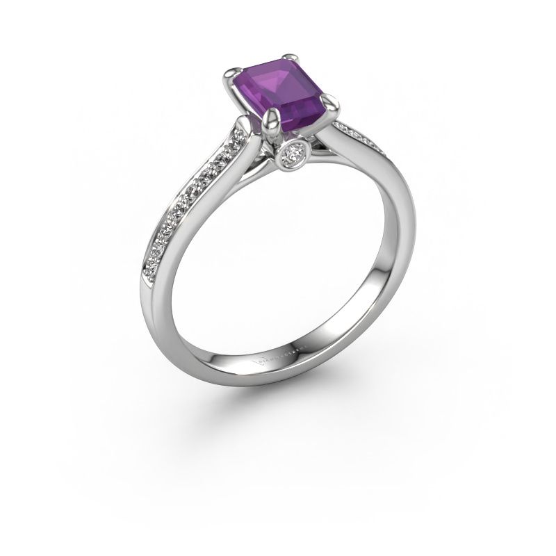 Bague de fiançailles Valorie eme 2 585 or blanc améthyste 6.5x4.5 mm