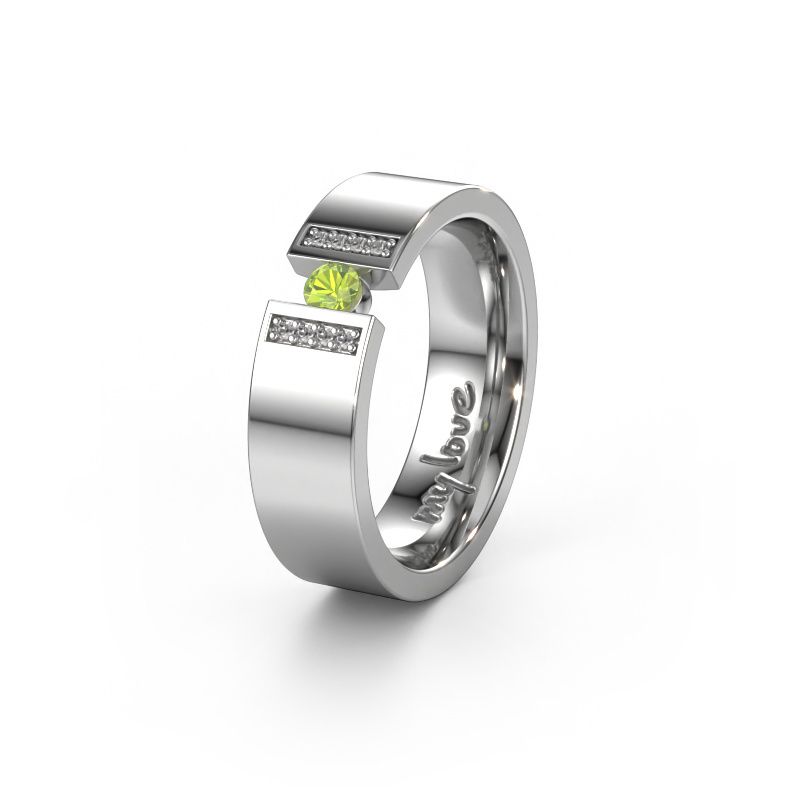 Wedding ring WH2096L16C 950 platinum ±6x2.2 mm peridot