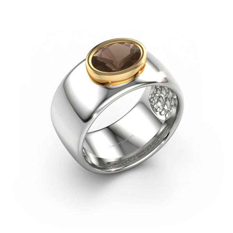 Ring Anouschka 585 white gold smokey quartz 8x6 mm