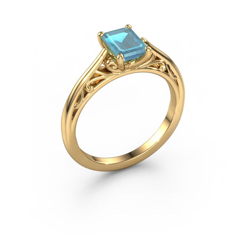 Verlobungsring Shannon eme 585 Gold Blau Topas 7x5 mm
