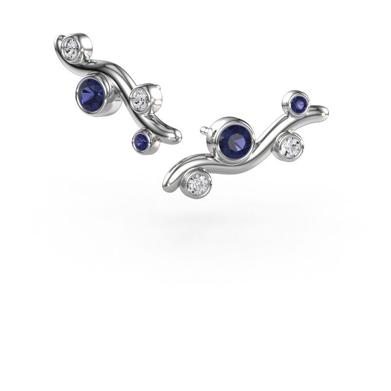 Clous d'oreilles Jin 585 or blanc saphir 4 mm