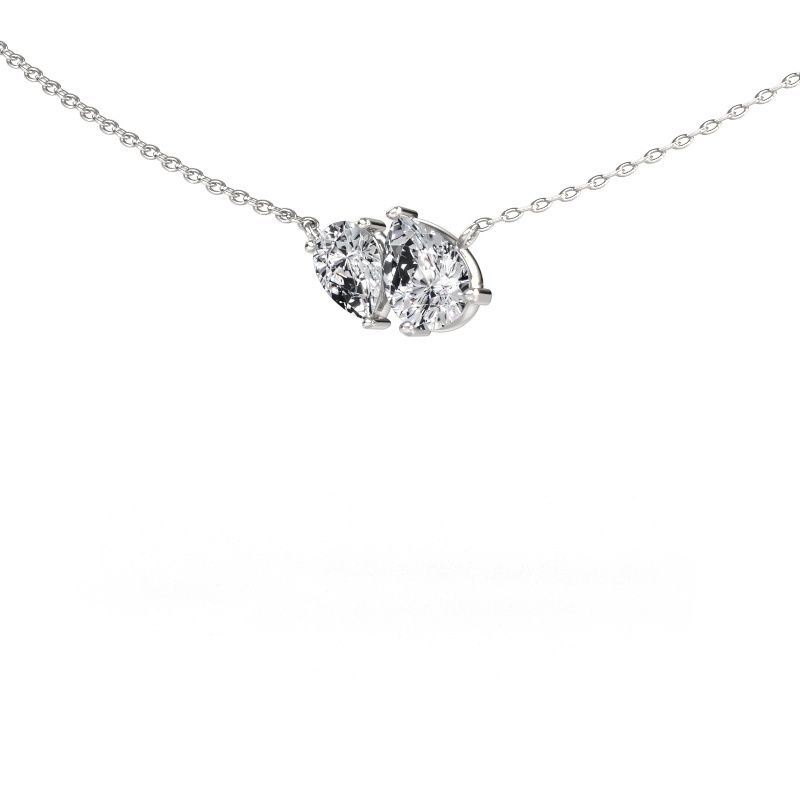 Hanger Toi et Moi PER PER 585 witgoud zirkonia 8x6 mm