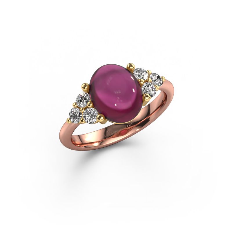 Ring Clarice 585 rose gold rhodolite 10x8 mm