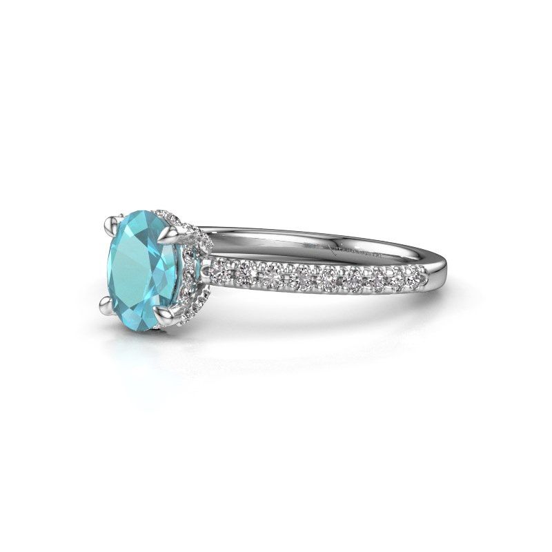 Image of Engagement ring saskia 1 ovl<br/>950 platinum<br/>Blue topaz 7x5 mm