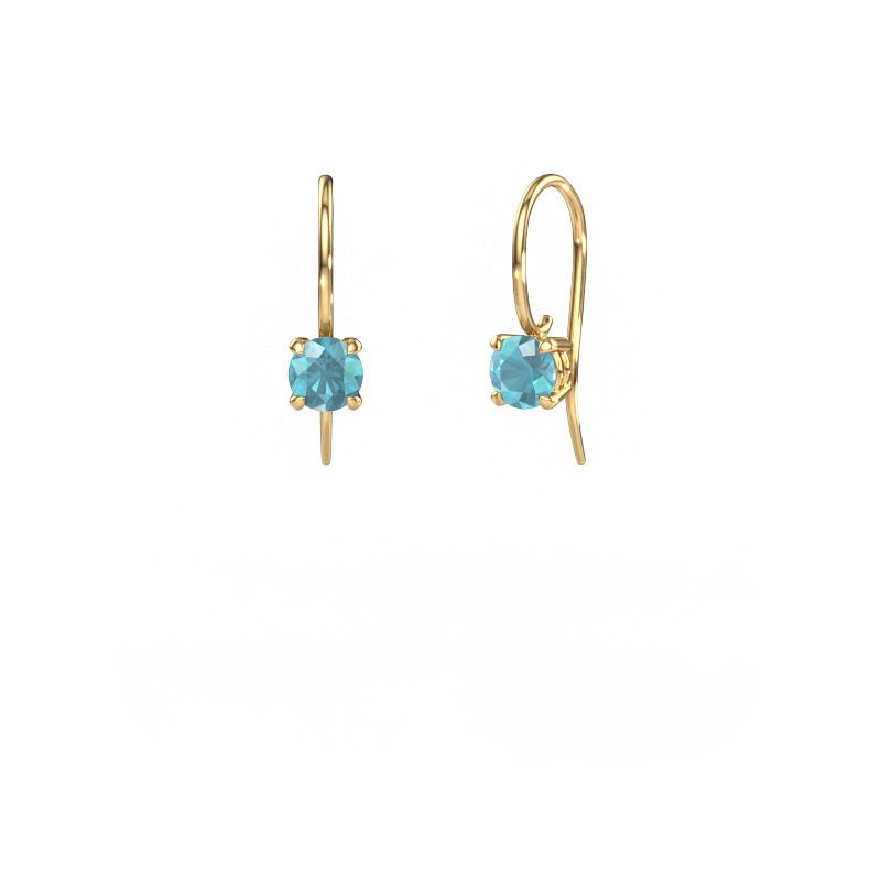 Drop earrings Cleo RND 585 gold blue topaz 5 mm