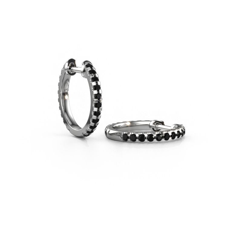 Hoop earrings Jackie 12.5 mm A 585 white gold black diamond 0.756 crt