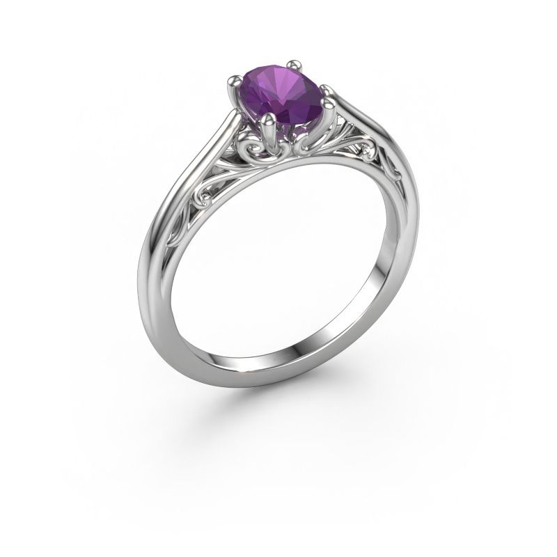 Bague de fiançailles Shannon ovl 950 platine améthyste 7x5 mm