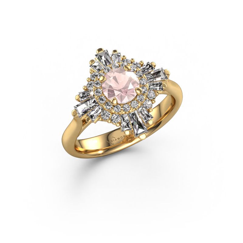 Anello di fidanzamento Thalia 585 oro morganite champagne 5.4 mm