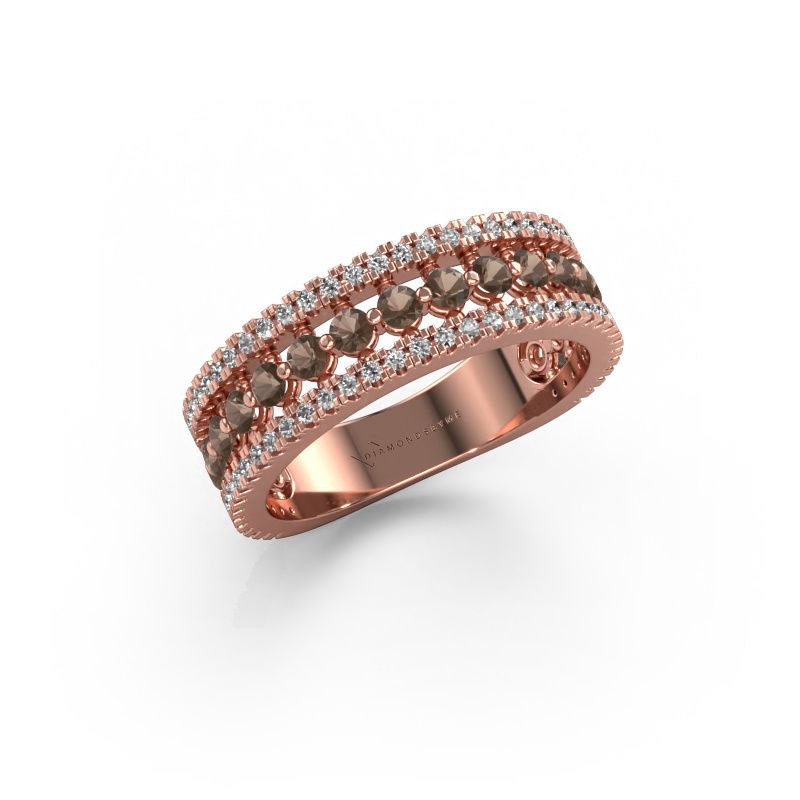 Bague Elizbeth 1 585 or rose quartz fumé 2 mm