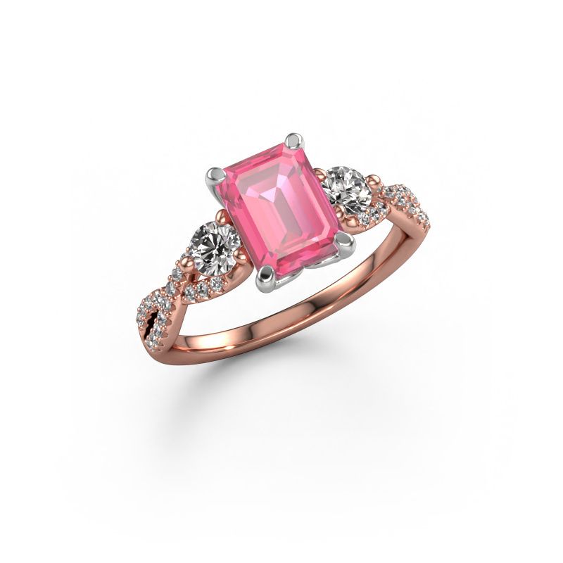 Engagement ring Marilou EME 585 rose gold pink sapphire 8x6 mm