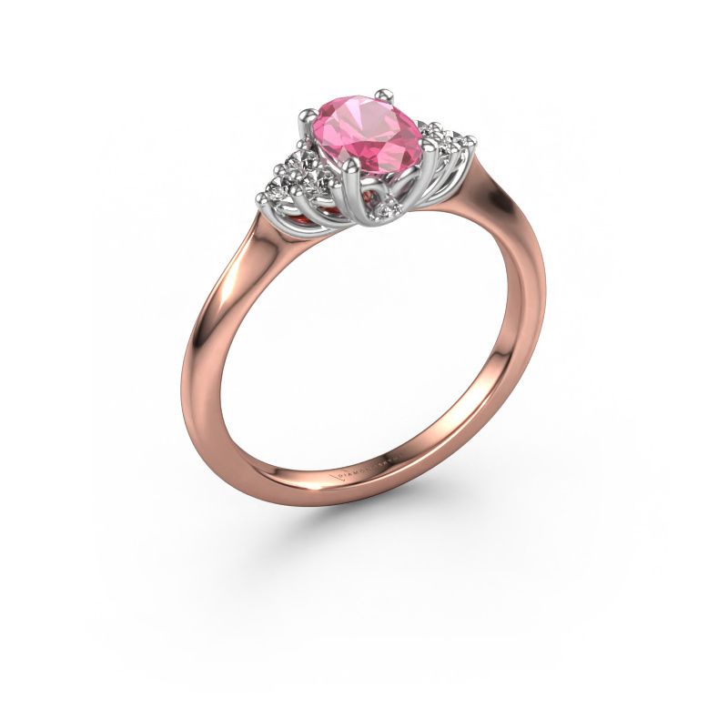 Verlovingsring Felipa OVL 585 rosé goud roze saffier 7x5 mm