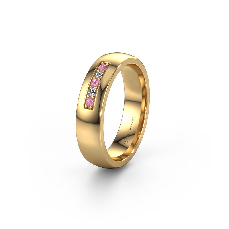 Trouwring WH0111L25BP 585 goud roze saffier ±5x2 mm