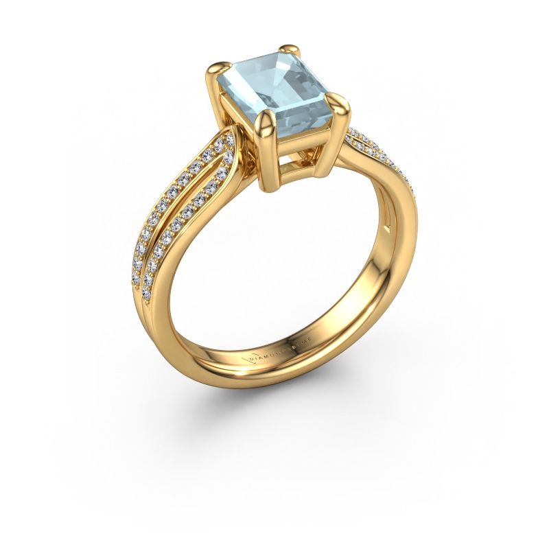 Engagement ring Antonia eme 2 585 gold aquamarine 8x6 mm