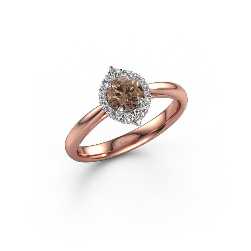 Bague de fiançailles Tora 585 or rose diamant brun 0.50 crt