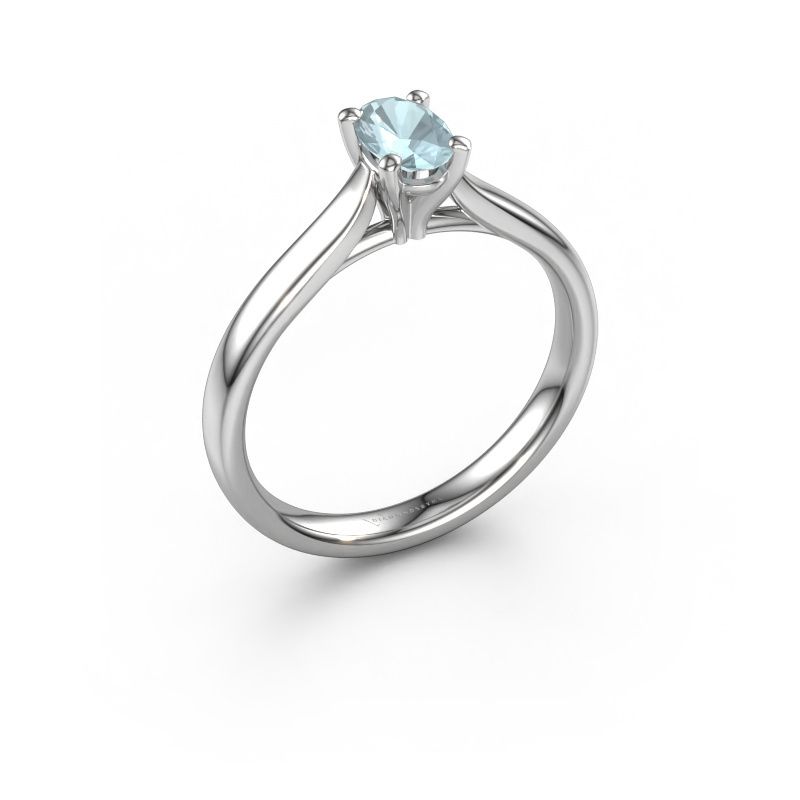 Bague de fiançailles Mignon OVL 1 950 platine aigue-marine 8x6 mm