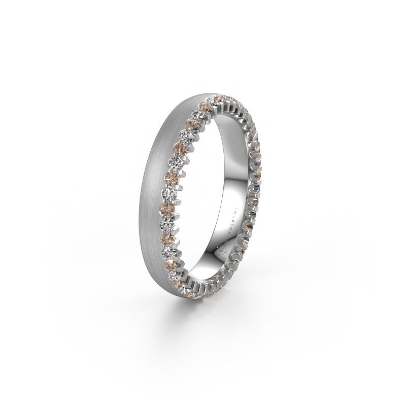 Trouwring WH2138L24B 585 witgoud bruine diamant ±4x2 mm