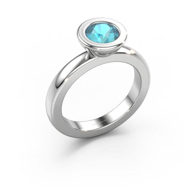 Stacking ring Eloise Round 585 white gold blue topaz 6 mm