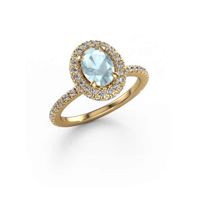 Engagement ring Talitha OVL 585 gold aquamarine 7x5 mm