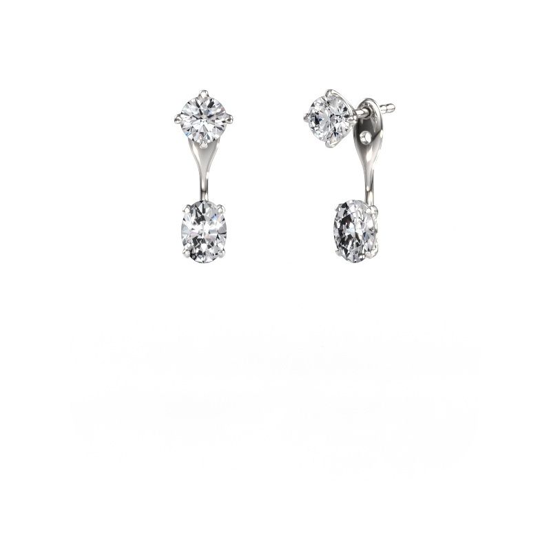Drop earrings Kate RND-OVL 950 platinum lab grown diamond 2.40 crt
