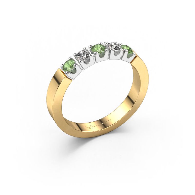 Ring Dana 5 585 goud toermalijn groen 3 mm