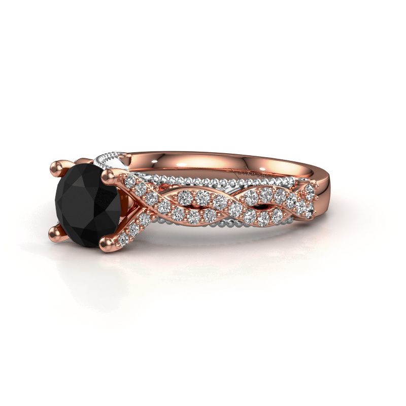 Afbeelding van Verlovingsring Chantelle 585 rosé goud zwarte diamant 1.699 crt