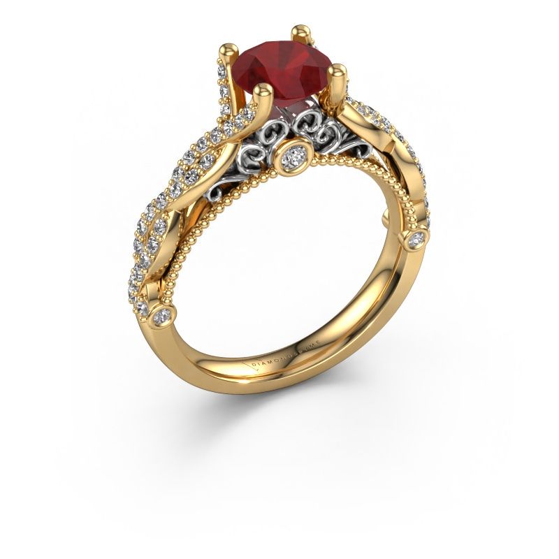 Engagement ring Chantelle 585 gold ruby 6.5 mm