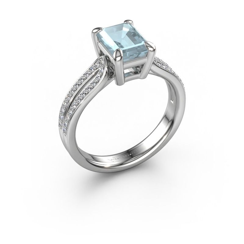 Verlobungsring Antonia eme 2 950 Platin Aquamarin 8x6 mm