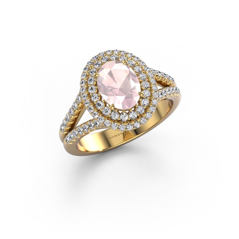 Engagement ring Elvie OVL 585 gold morganite champagne 8x6 mm