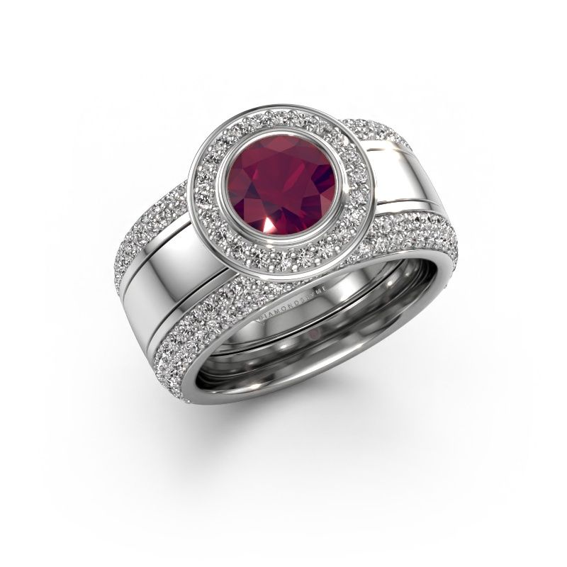 Ring Roxie 950 platinum rhodolite 6.5 mm