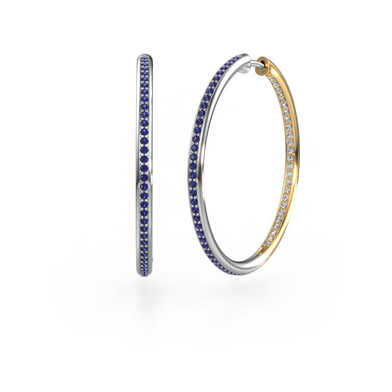 Hoop earrings Sina 30mm 585 white gold sapphire 1.1 mm