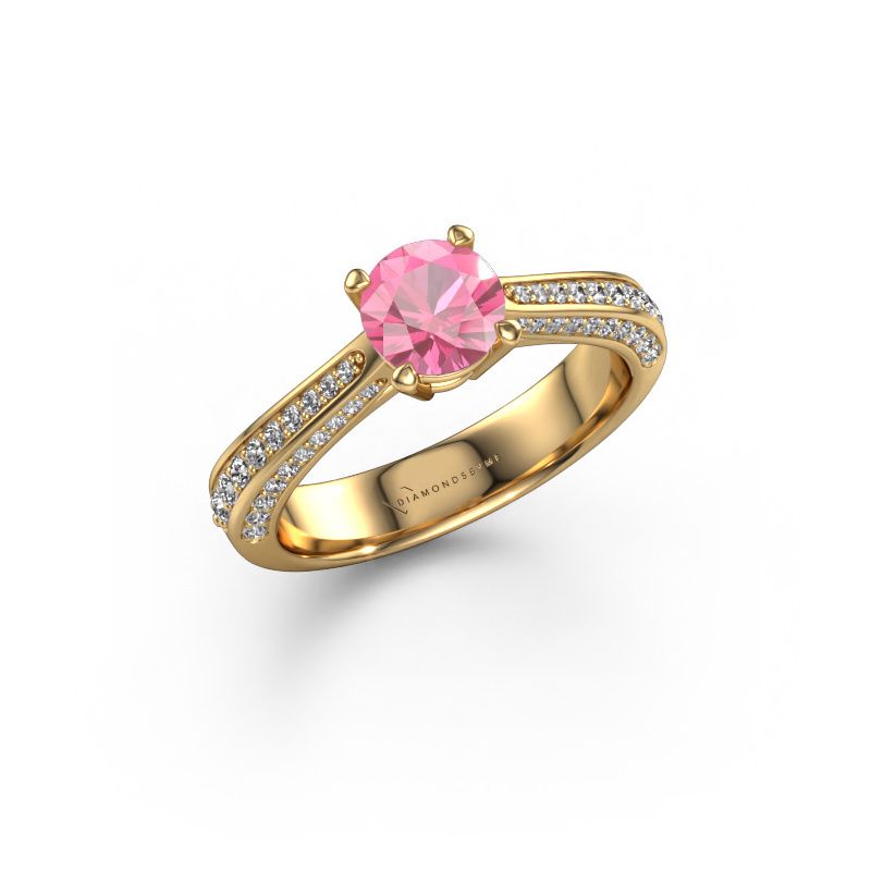 Engagement ring Ruby rnd 585 gold pink sapphire 5.7 mm