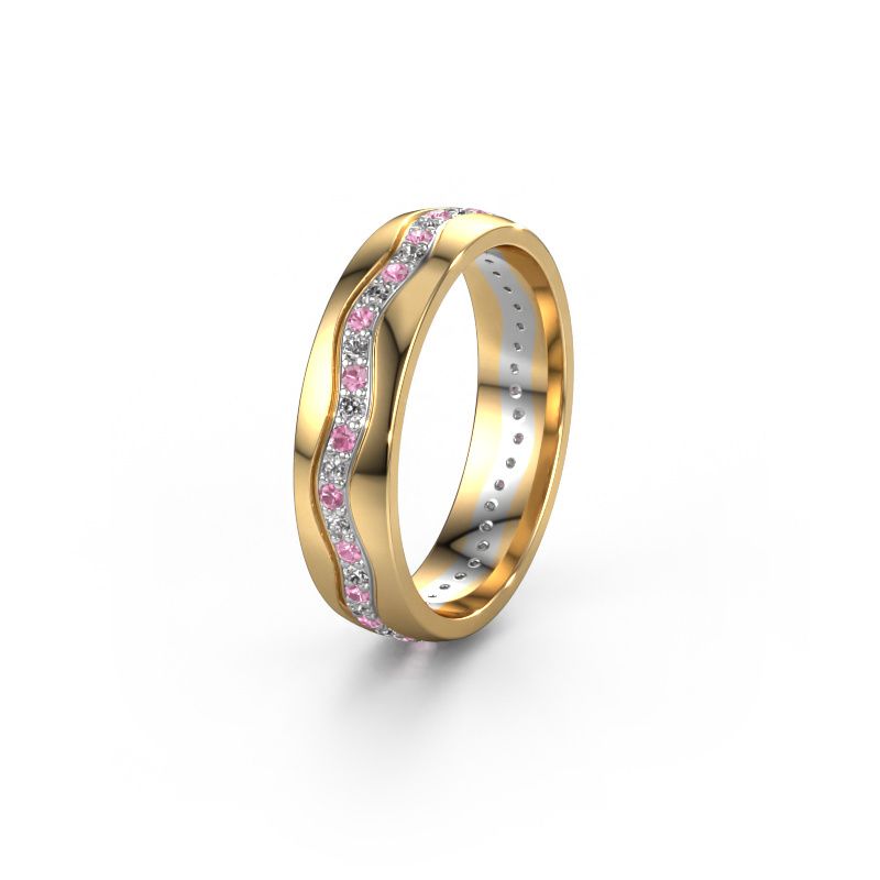 Wedding ring WH0803L25AP 585 gold pink sapphire ±5x1.7 mm
