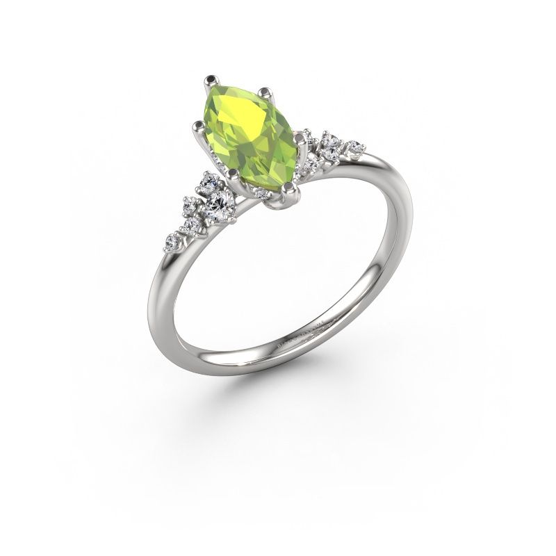 Bague de fiançailles Emma MRQ 950 platine péridot 10x5 mm