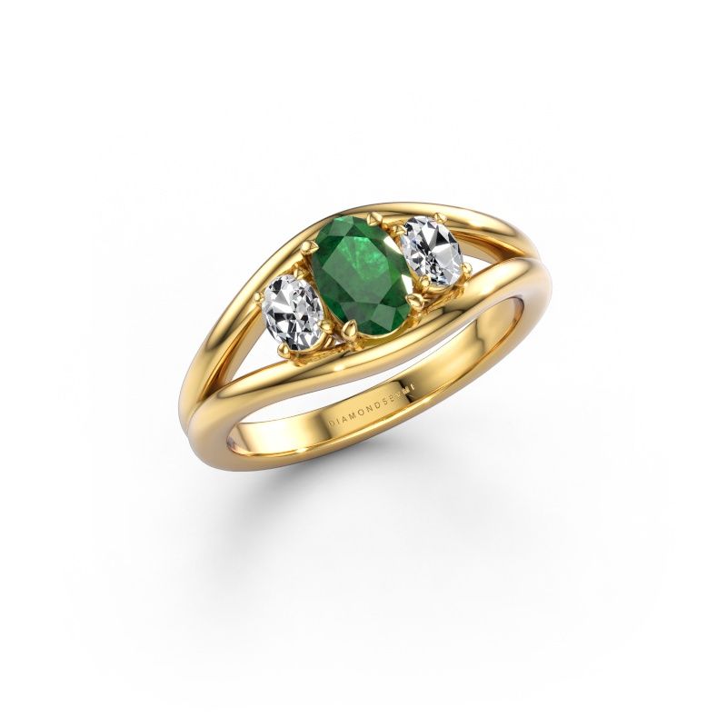 Ring Cassie OVL 585 goud smaragd 6.5x4.5 mm