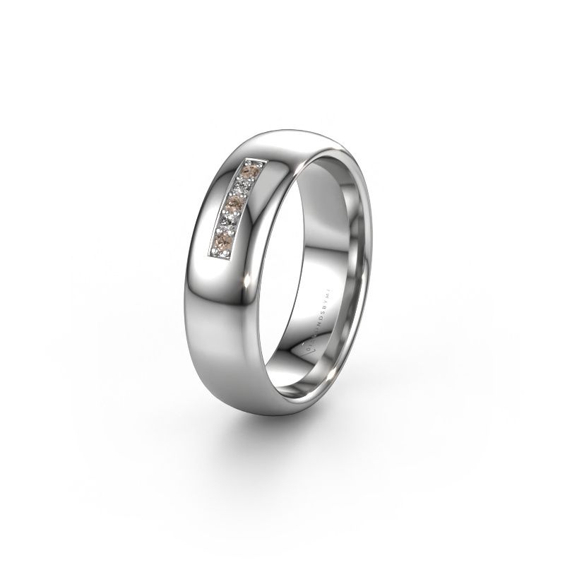 Trouwring WH0111L36BP 585 witgoud bruine diamant ±6x2 mm